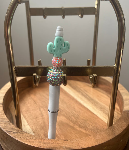 Mint Cactus Beaded Pen