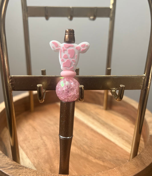 Pink Cow head Beaded pen