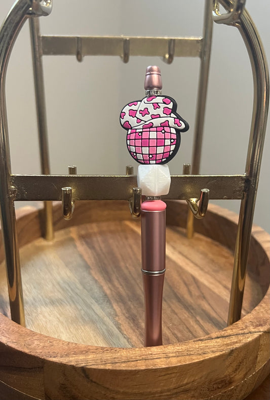 Disco cowgirl - pink beaded pen